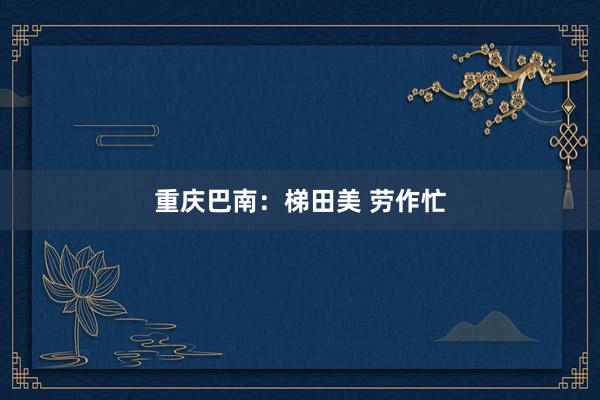 重庆巴南：梯田美 劳作忙