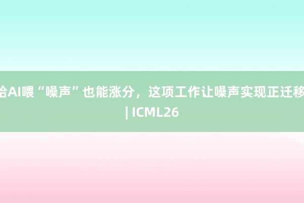 给AI喂“噪声”也能涨分，这项工作让噪声实现正迁移 | ICML26