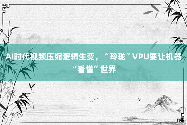 AI时代视频压缩逻辑生变,“玲珑”VPU要让机器“看懂”世界