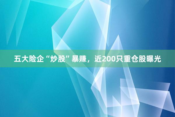 五大险企“炒股”暴赚，近200只重仓股曝光