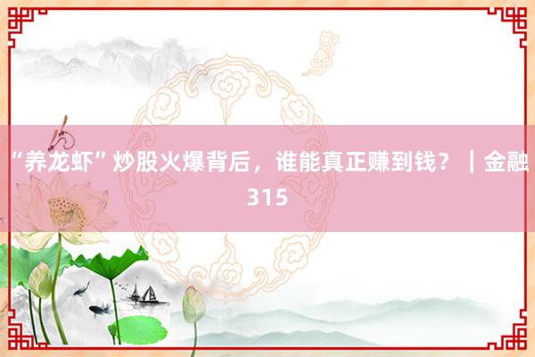“养龙虾”炒股火爆背后，谁能真正赚到钱？｜金融315