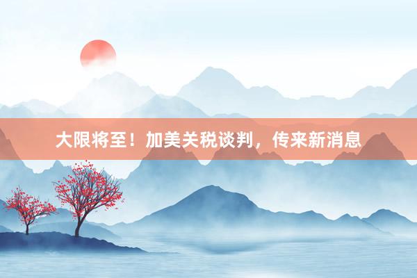 大限将至！加美关税谈判，传来新消息
