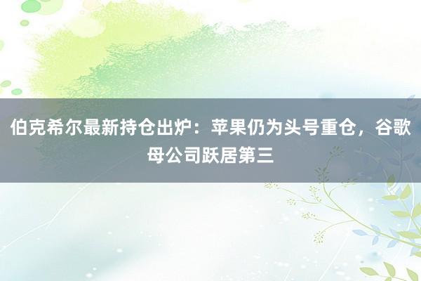 伯克希尔最新持仓出炉：苹果仍为头号重仓，谷歌母公司跃居第三
