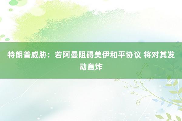 特朗普威胁：若阿曼阻碍美伊和平协议 将对其发动轰炸