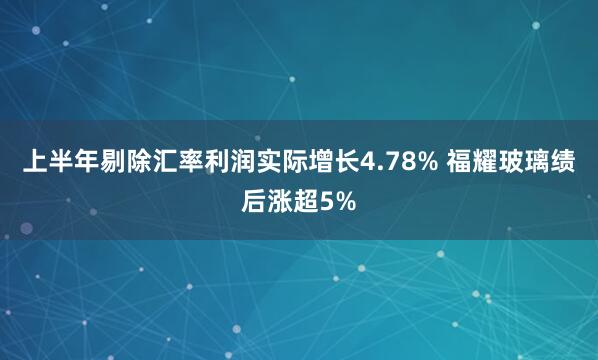 上半年剔除汇率利润实际增长4.78% 福耀玻璃绩后涨超5%