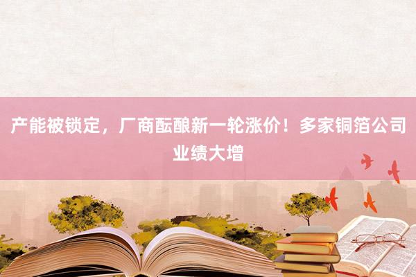 产能被锁定，厂商酝酿新一轮涨价！多家铜箔公司业绩大增