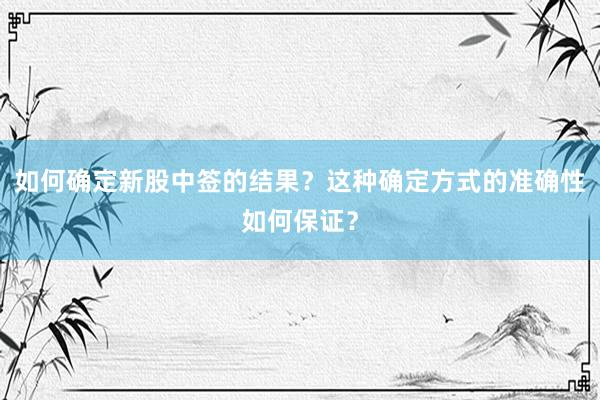 如何确定新股中签的结果？这种确定方式的准确性如何保证？