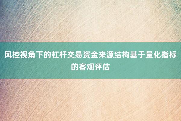 风控视角下的杠杆交易资金来源结构基于量化指标的客观评估