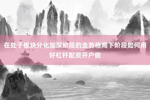在处于板块分化加深阶段的走势格局下阶段如何用好杠杆配资开户做