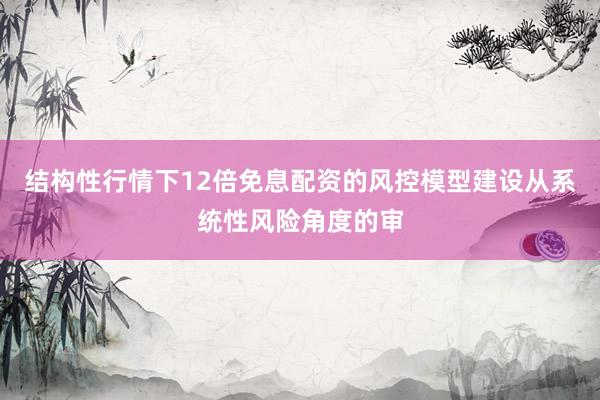 结构性行情下12倍免息配资的风控模型建设从系统性风险角度的审