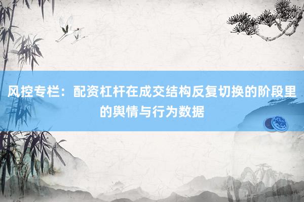 风控专栏：配资杠杆在成交结构反复切换的阶段里的舆情与行为数据