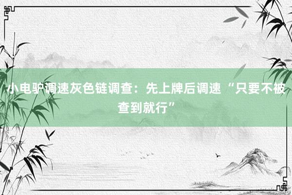 小电驴调速灰色链调查：先上牌后调速 “只要不被查到就行”
