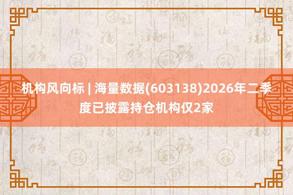 机构风向标 | 海量数据(603138)2026年二季度已披露持仓机构仅2家
